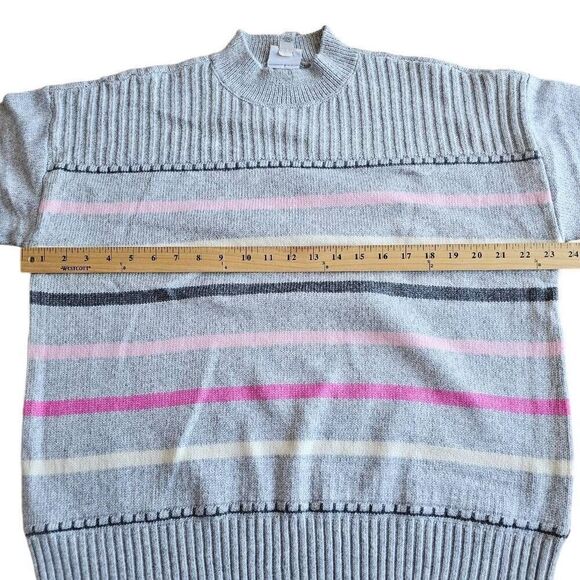 St johns bay womens Sz XL gray pink knit pullover sweater - Picture 5 of 7